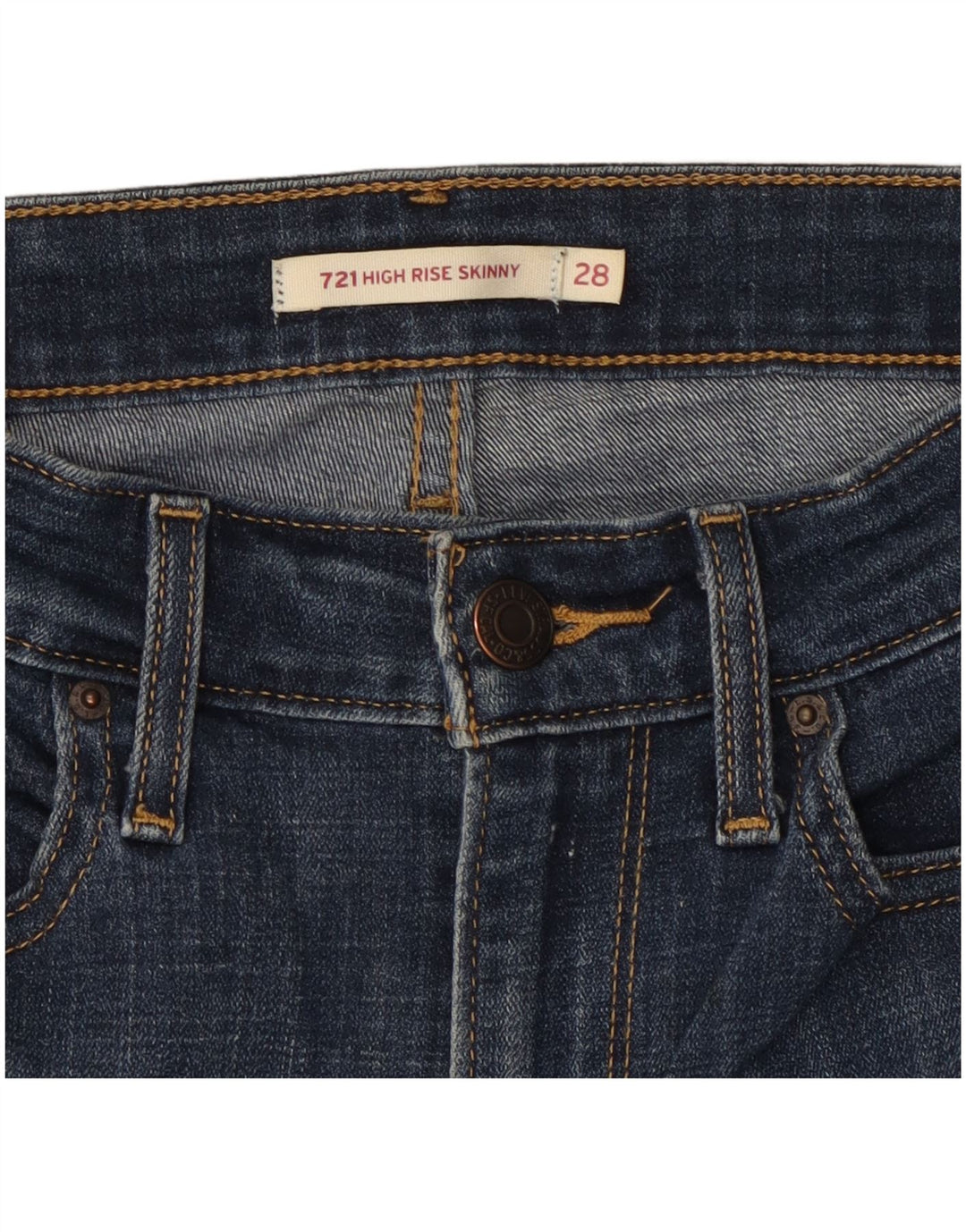Calça jeans skinny feminina LEVI'S 721 de cintura alta W28 L29 azul marinho