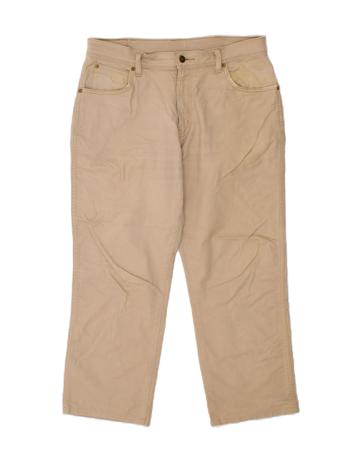 WRANGLER Mens Straight Cropped Trousers W34 L26 Beige Cotton Vintage Wrangler and Second-Hand Wrangler from Messina Hembry 