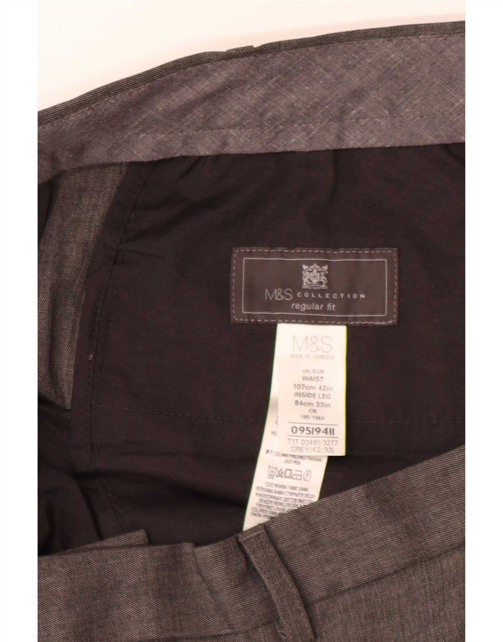Calça masculina Marks & Spencer reta regular fit W42 L33 cinza