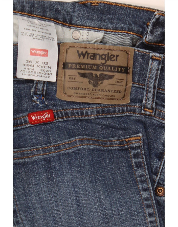 Wrangler Mens Straight Jeans W36 L32 Azul Algodão