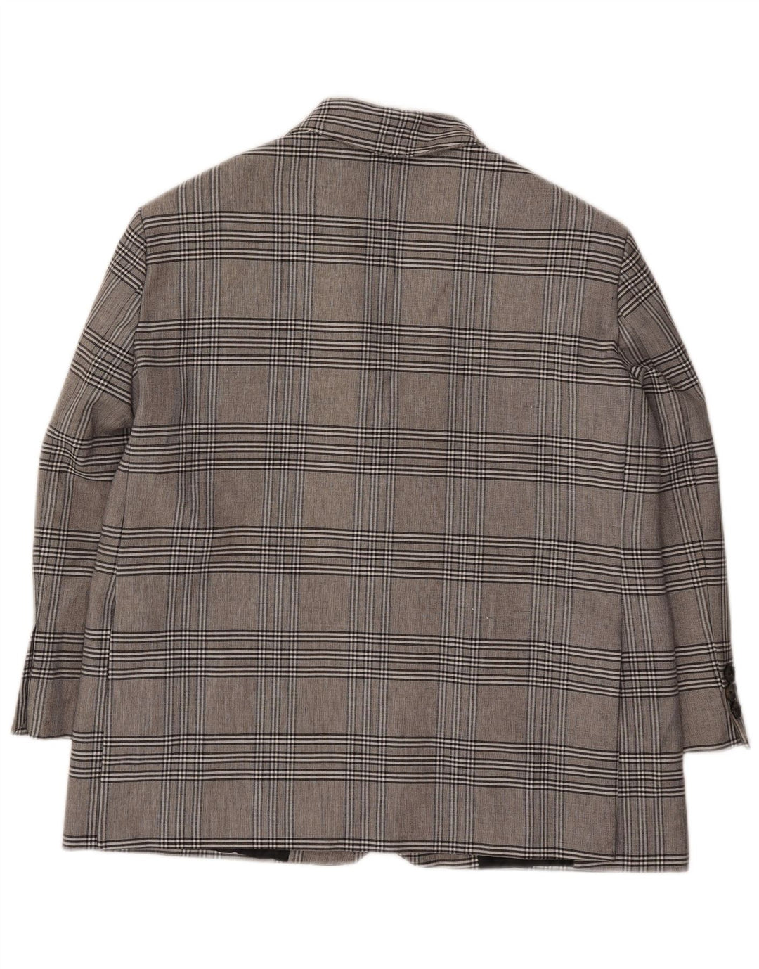 Jaqueta blazer oversized Zara feminina com 2 botões Reino Unido 6 XS cinza xadrez viscose