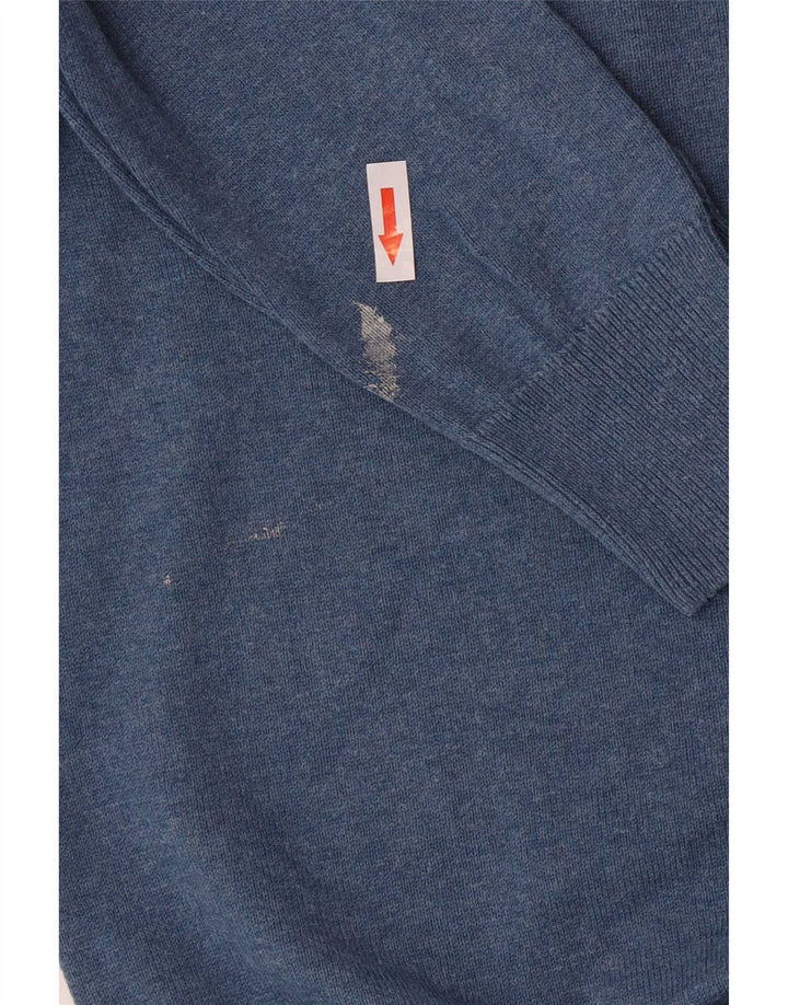 Suéter masculino Marks & Spencer com gola redonda, grande algodão azul