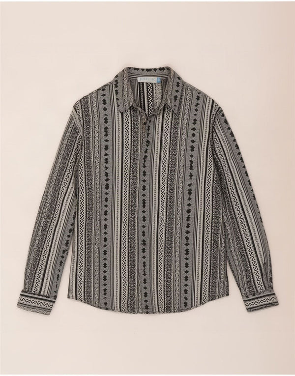 Camisa masculina vintage grande viscose listrada cinza