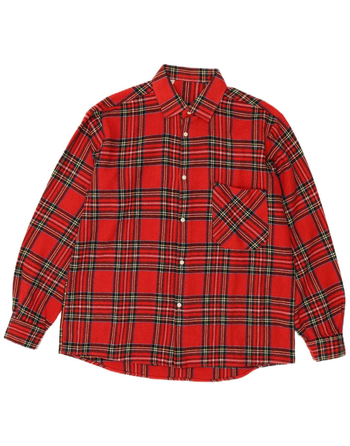 Camisa masculina de flanela VINTAGE grande xadrez vermelho