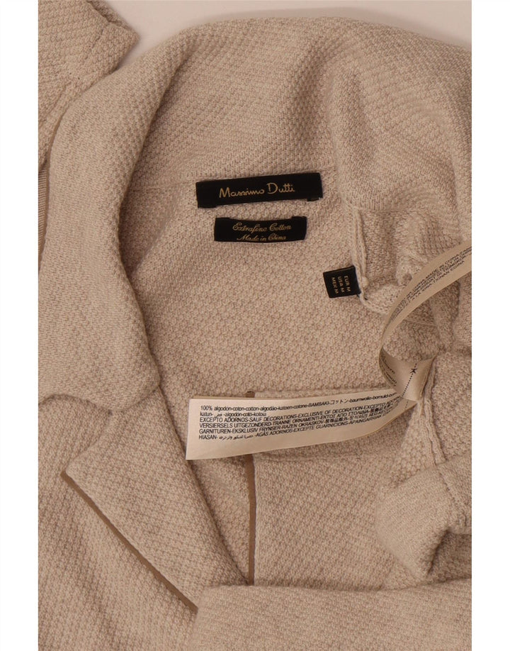 Suéter cardigã masculino Massimo Dutti algodão bege médio
