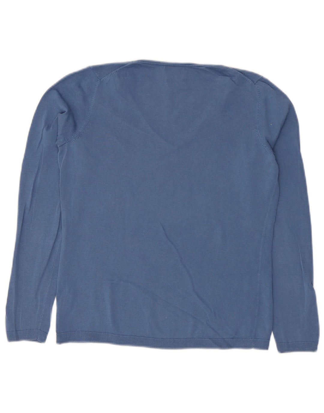 Suéter feminino Massimo Dutti com decote em V Reino Unido 10 algodão azul pequeno