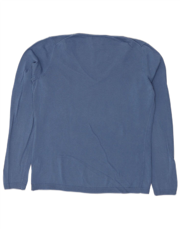 Suéter feminino Massimo Dutti com decote em V Reino Unido 10 algodão azul pequeno