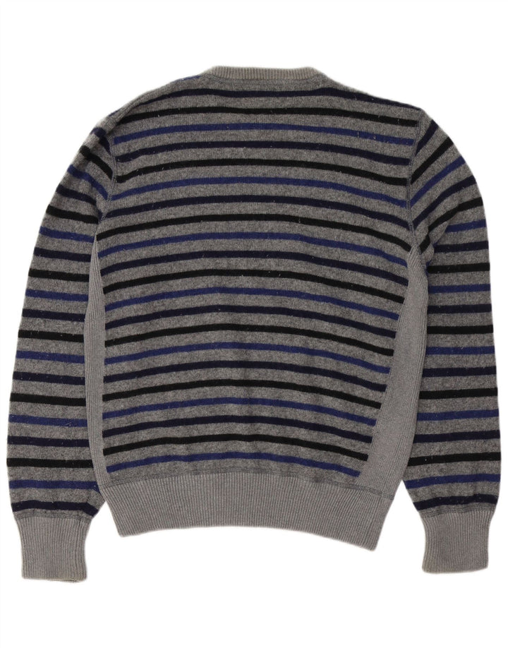 Suéter masculino WOOLRICH com gola redonda XL de lã listrada cinza