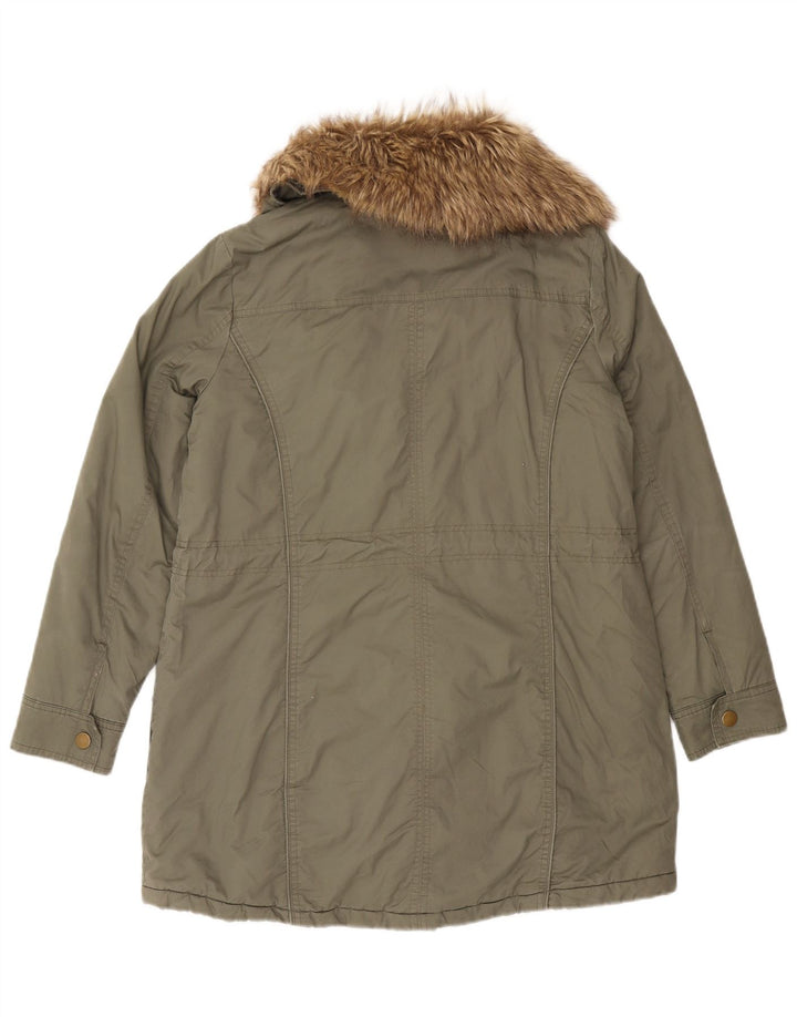 Jaqueta parka feminina Laura Ashley Reino Unido 12 algodão cáqui médio