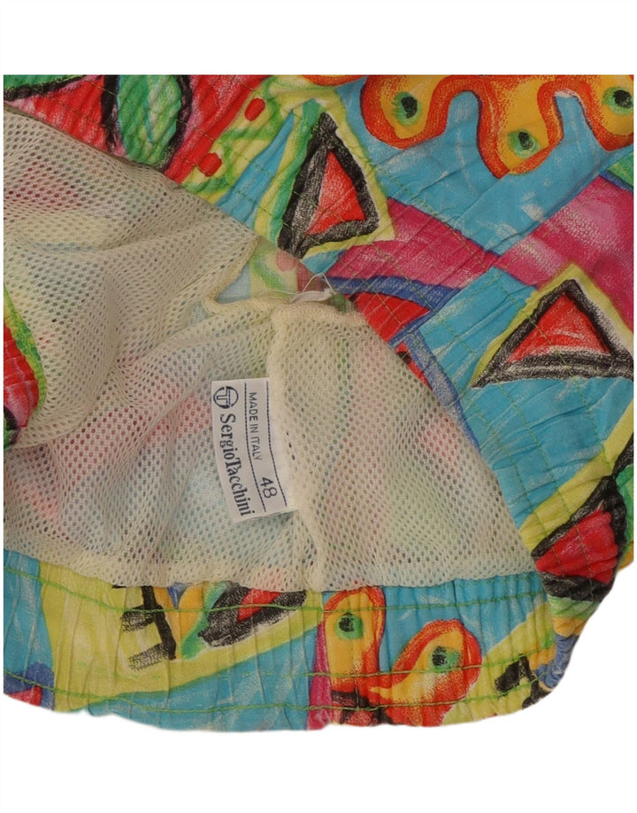 Sergio Tacchini Mens Sport Shorts IT 48 Médio Multicolorido Geométrico