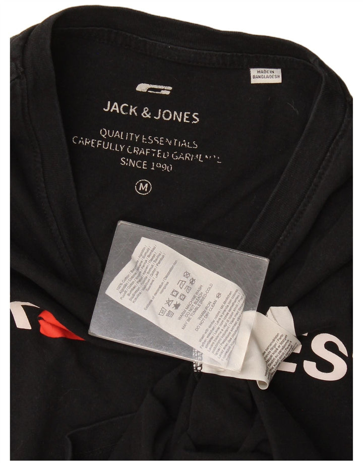 Camiseta gráfica masculina Jack & Jones Top médio algodão preto