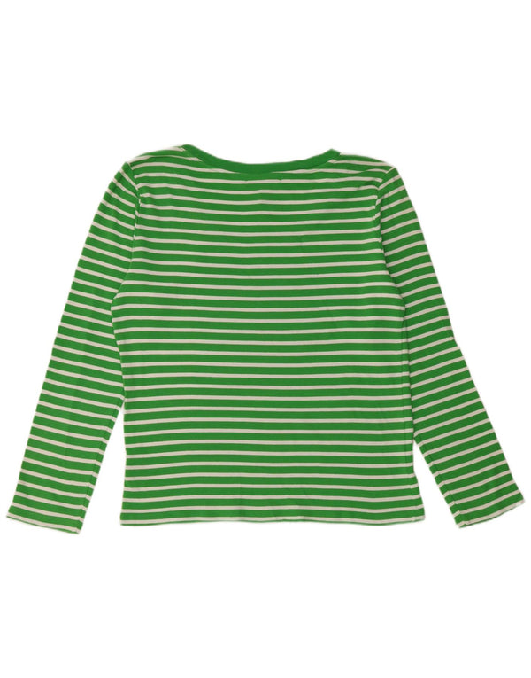 Top feminino RALPH LAUREN manga comprida UK 18 XL algodão listrado verde