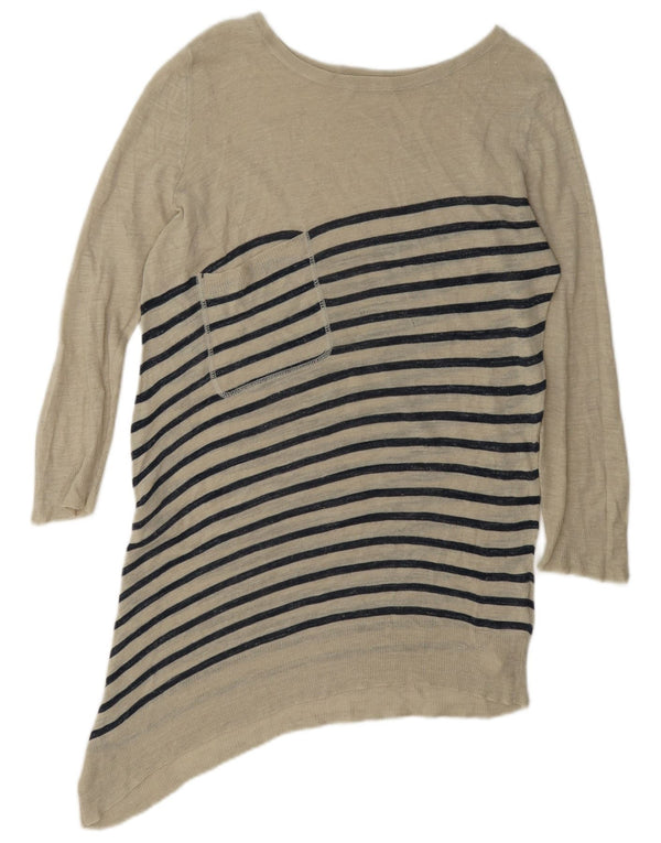 Suéter feminino assimétrico com gola canoa Marks & Spencer Reino Unido 12 bege médio