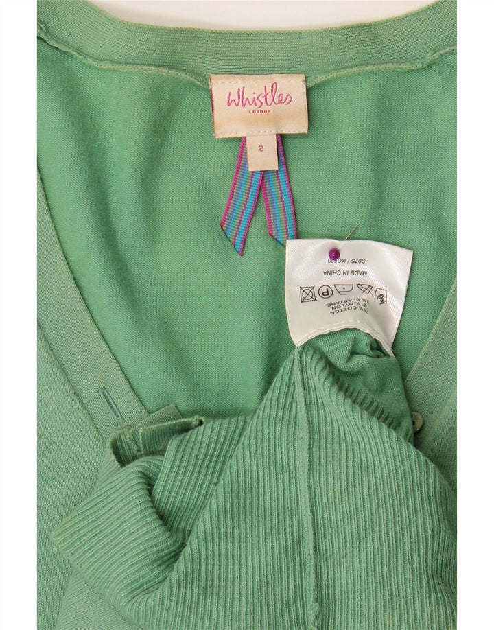 WHISTLE Womens Cardigan Sweater UK 2 2XS Green Cotton Vintage Whistle and Second-Hand Whistle from Messina Hembry 