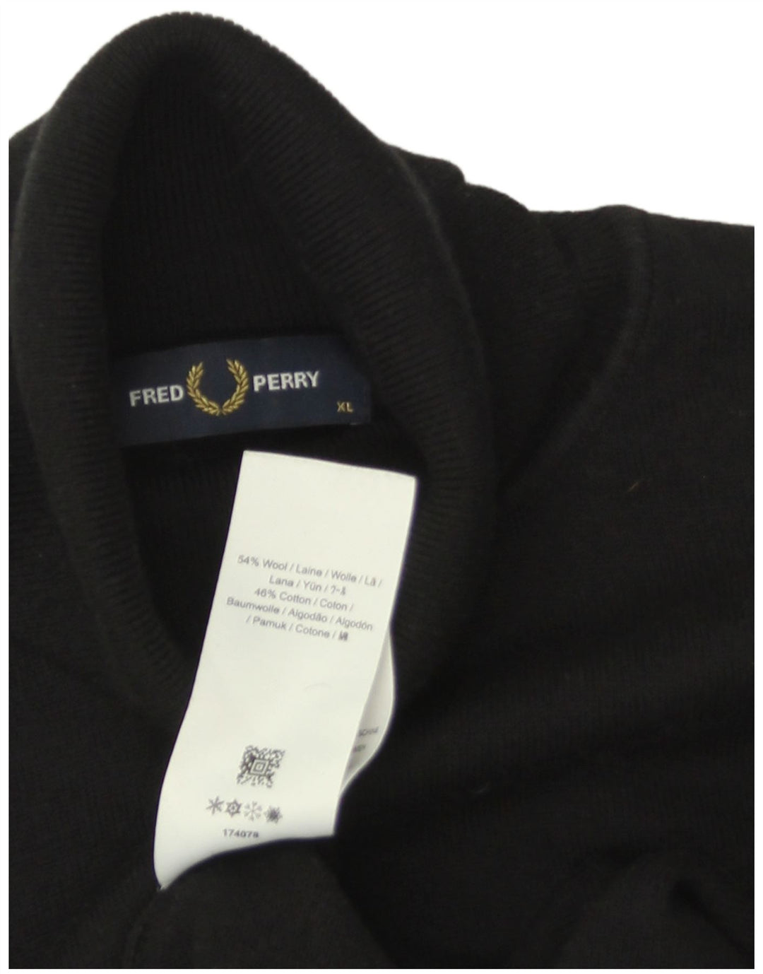 Fred Perry Suéter masculino com gola redonda XL lã preta