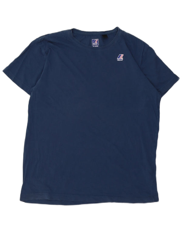 K-WAY Mens T-Shirt Top 2XL Navy Blue Cotton