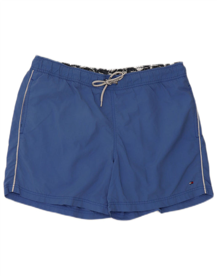 Shorts de natação masculino Tommy Hilfiger gráfico médio azul nylon