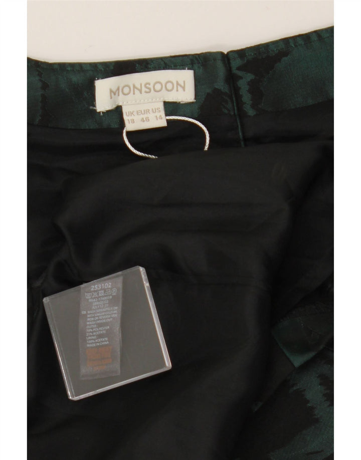 MONSOON Vestido feminino sem mangas com bainha UK 18 XL poliéster floral verde