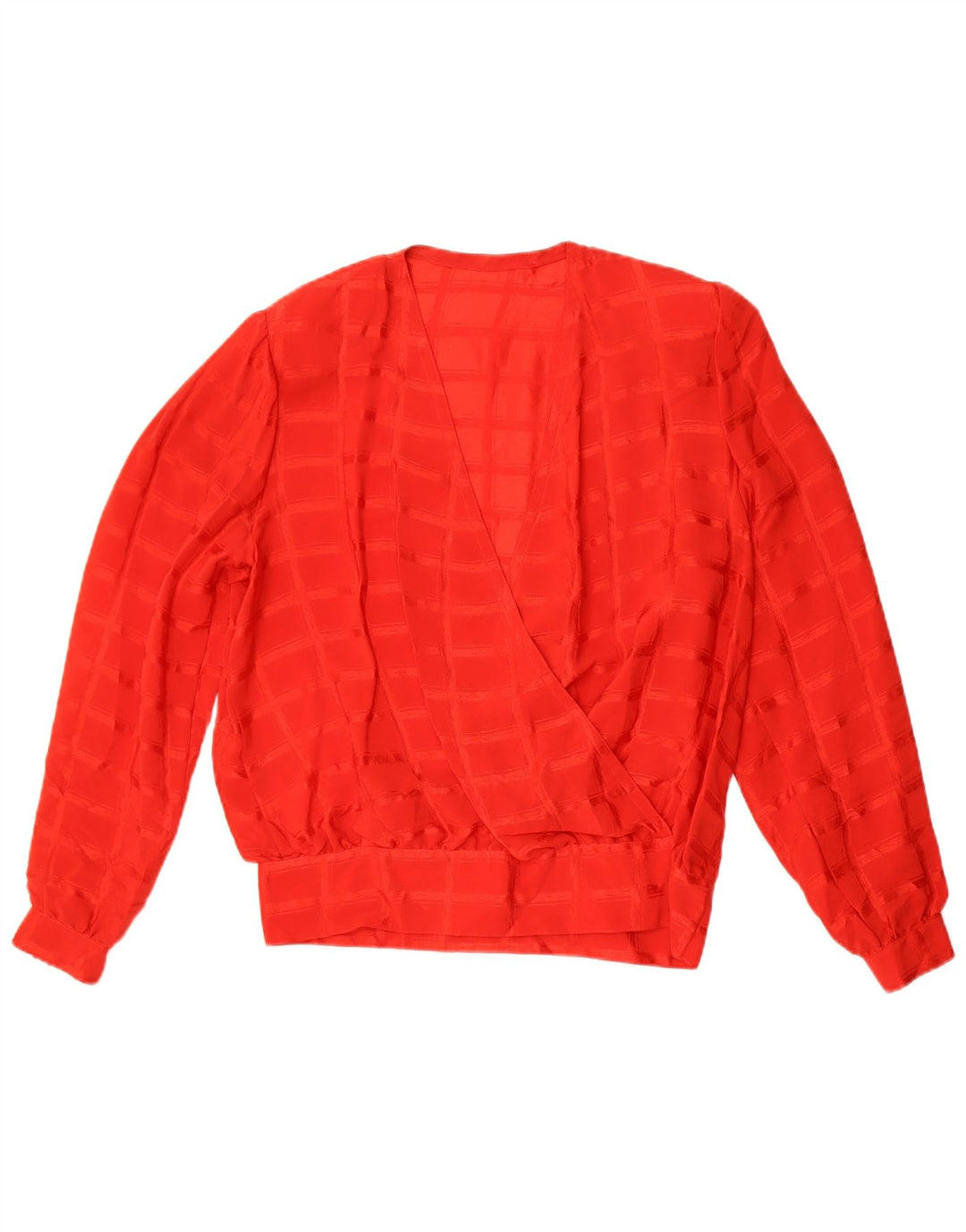 Blusa feminina vintage de manga comprida UK 14 xadrez vermelho médio