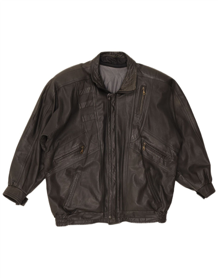 Jaqueta de couro masculina vintage UK 42 XL preta