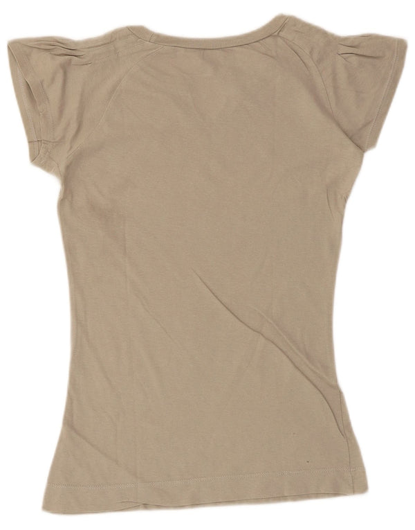 Camiseta feminina gráfica Hard Rock Cafe Top UK 8 pequena borboleta cinza