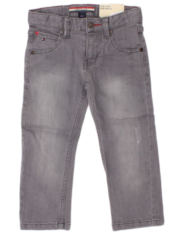 Tommy Hilfiger Meninos jeans retos desgastados 2-3 anos W22 L15 algodão cinza