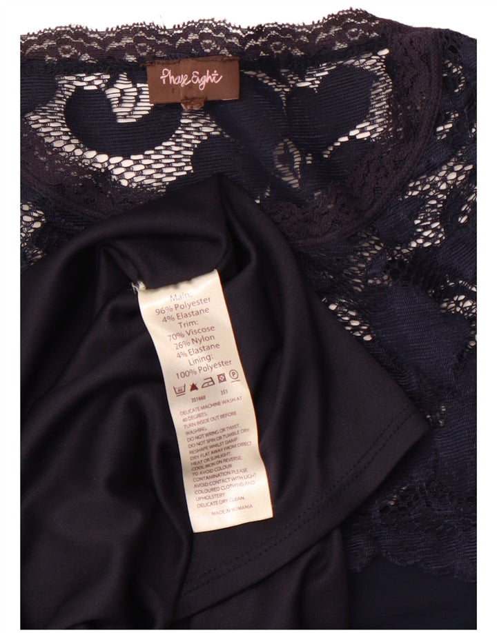 Vestido maxi feminino de manga comprida FASE EIGHT UK 12 médio azul marinho floral