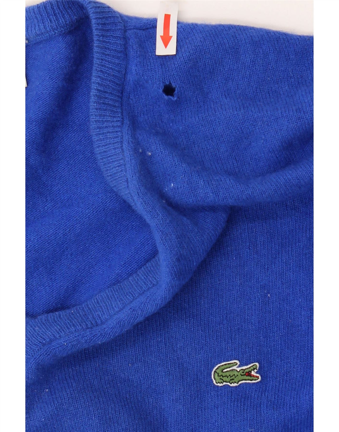 Suéter masculino Lacoste com decote em V tamanho 6 XL lã virgem azul