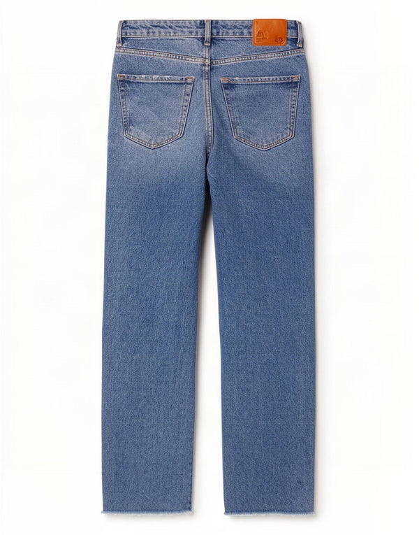 Calça jeans reta feminina Zara EU 32 2XS W22 L28 azul algodão