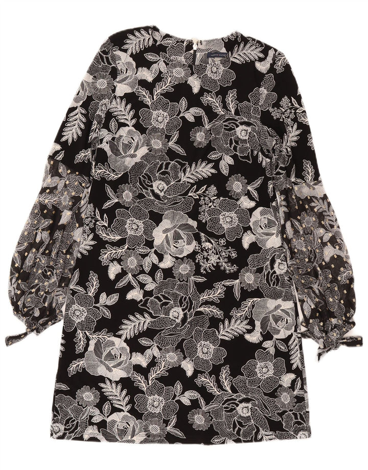 Vestido feminino Tommy Hilfiger manga comprida, tamanho 4, pequeno, preto, floral