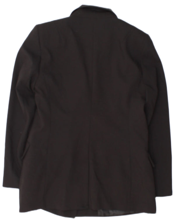 Jaqueta blazer feminina Zara com peito duplo Reino Unido 18 XL preto poliéster