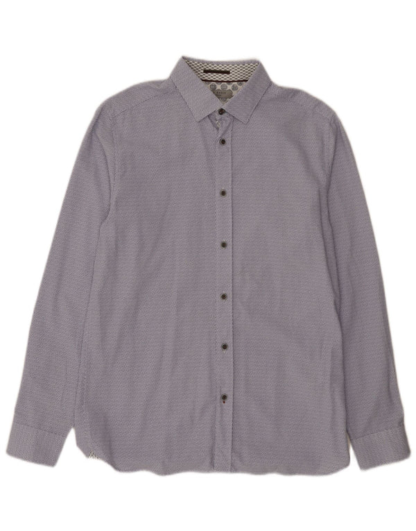 Camisa masculina Ted Baker tamanho 3 modal floral azul médio