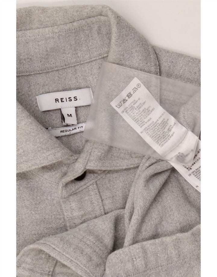 Camisa masculina de flanela Reiss Regular Fit algodão cinza médio