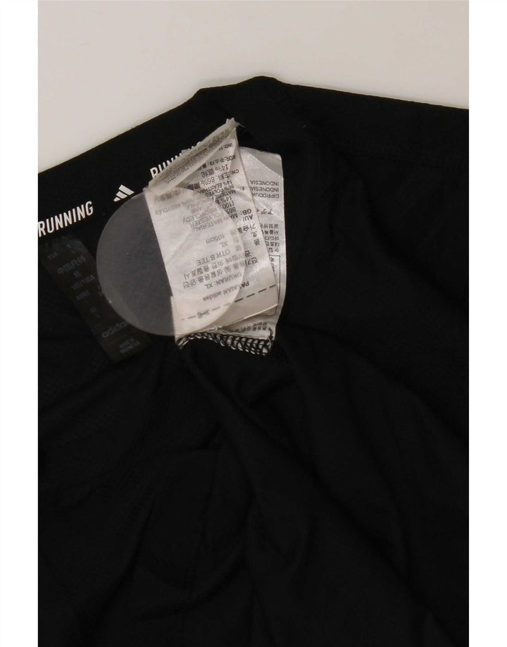 Adidas Mens Running T-Shirt Top Grande Poliéster Preto