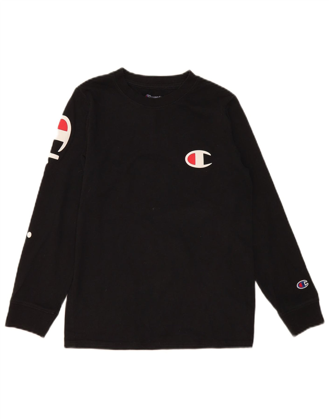 Champion Boys Graphic Top Manga Longa 9-10 Anos Médio Algodão Preto