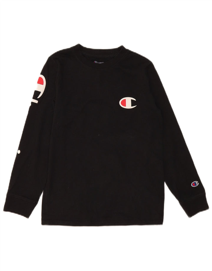 Champion Boys Graphic Top Manga Longa 9-10 Anos Médio Algodão Preto
