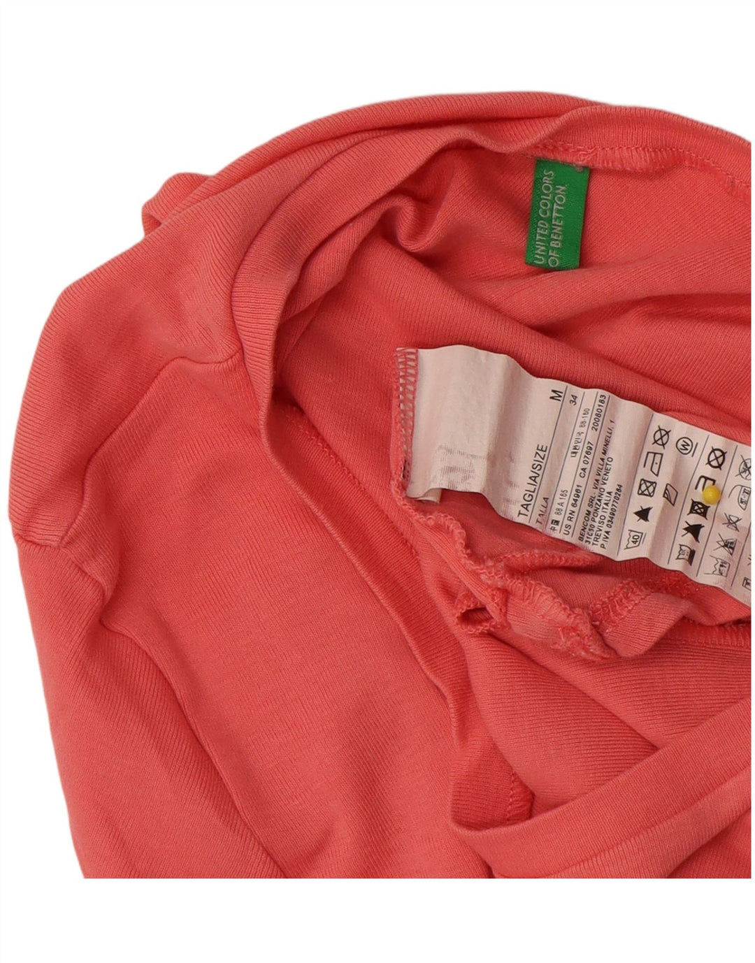 Camiseta feminina Benetton UK 12 algodão rosa médio
