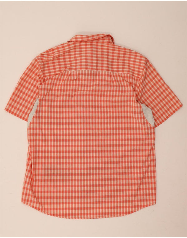 Adidas Mens Climalite Camisa de manga curta grande laranja xadrez poliéster