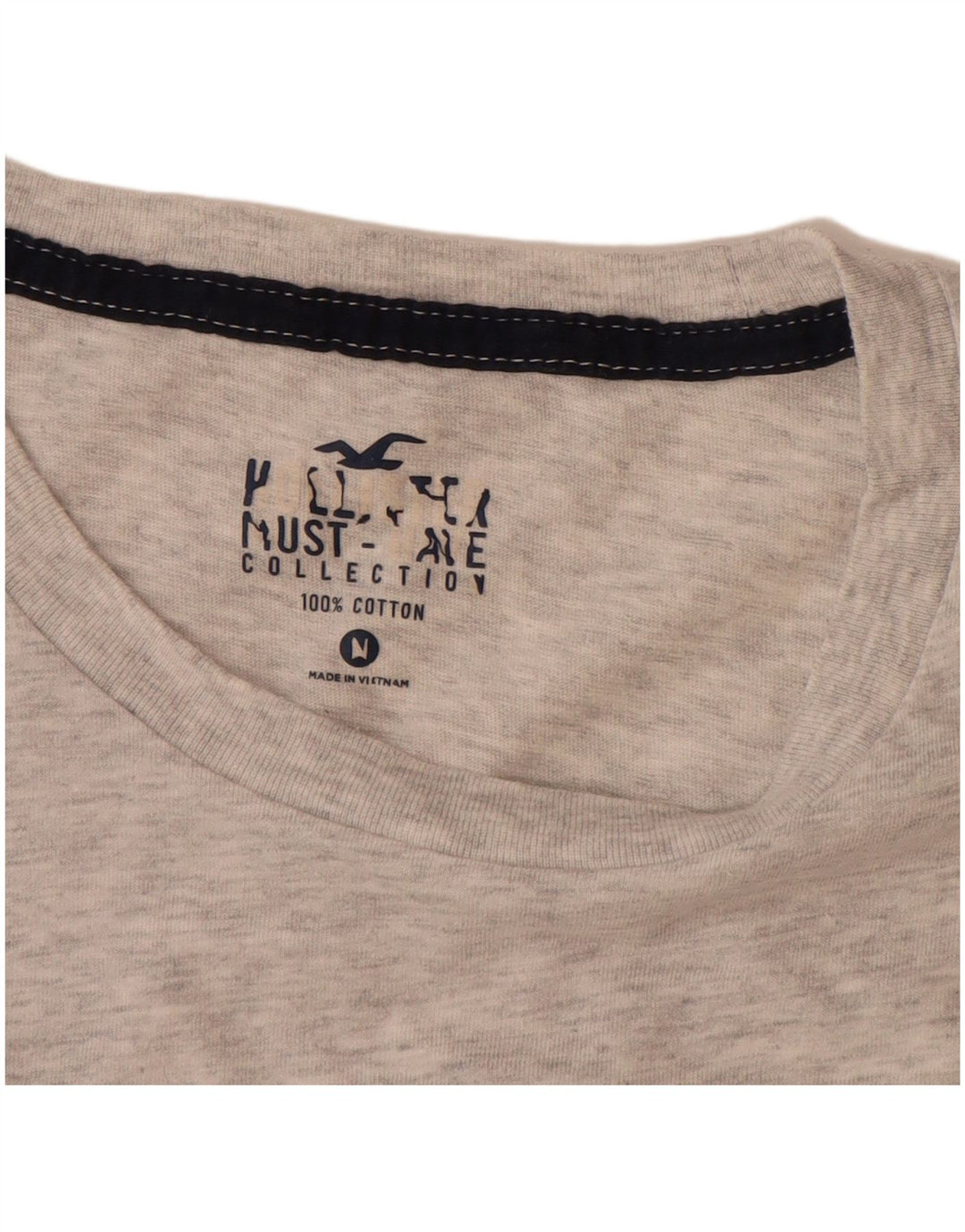 Camiseta masculina HOLLISTER de algodão manchado cinza médio