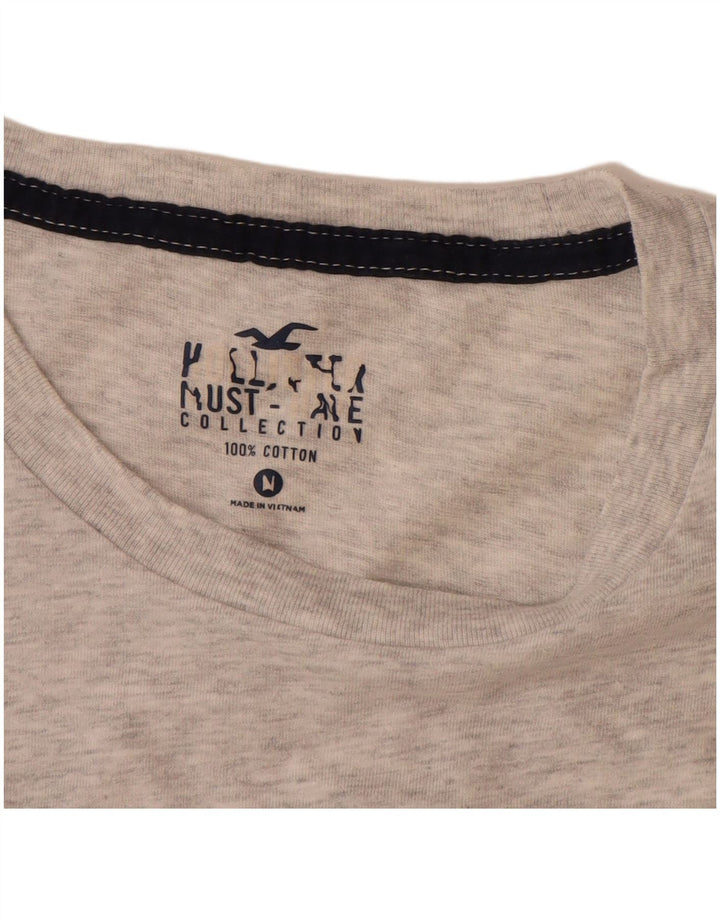 Camiseta masculina HOLLISTER de algodão manchado cinza médio