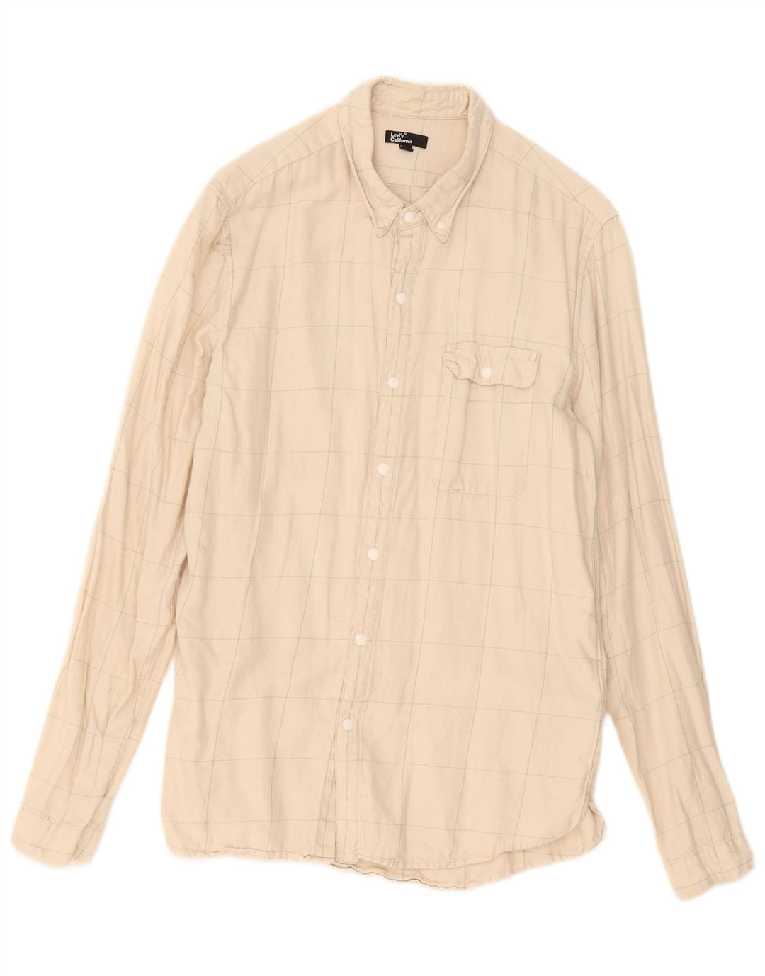 Camisa masculina Levi's de algodão xadrez bege médio