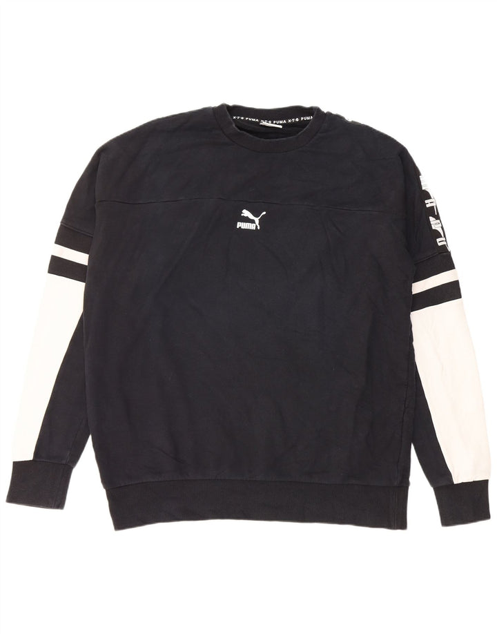 Puma moletom masculino gráfico jumper grande algodão colorblock preto