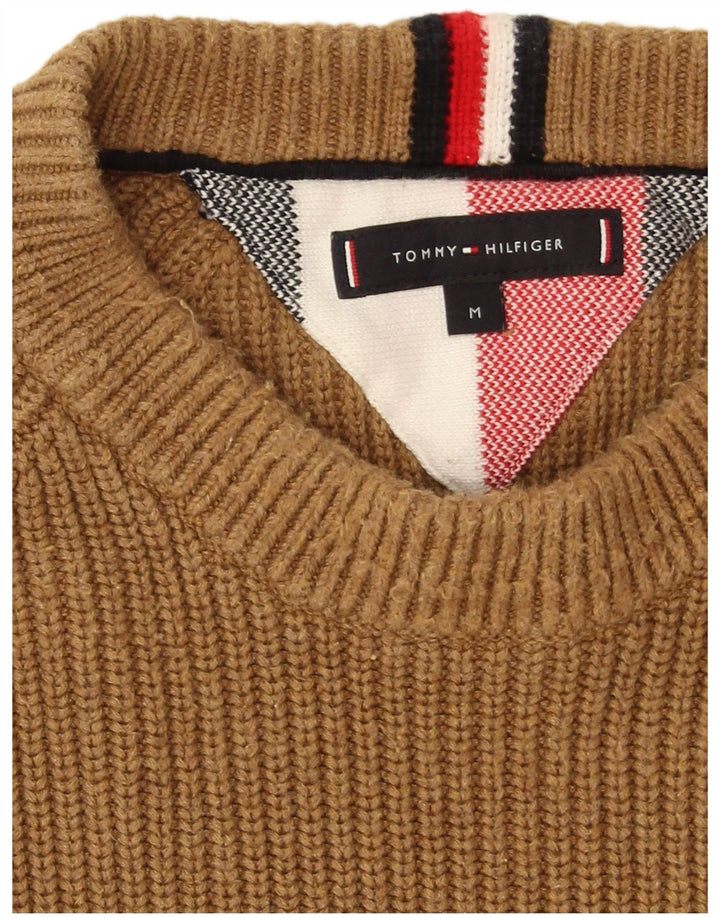 Tommy Hilfiger Suéter masculino com gola canoa de algodão marrom médio