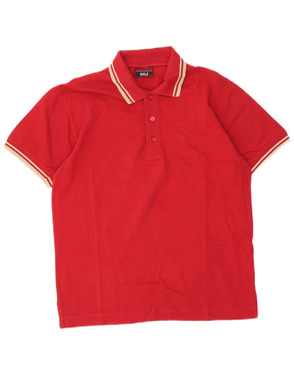 Camisa polo masculina Rifle Regular Fit pequena de algodão vermelho