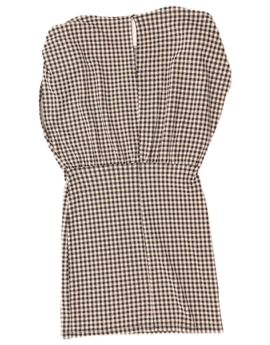 Vestido feminino Zara sem mangas, Reino Unido 14, médio, preto, algodão guingão