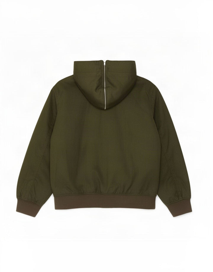 Jaqueta bomber masculina Armani com capuz Reino Unido 40 poliéster cáqui grande