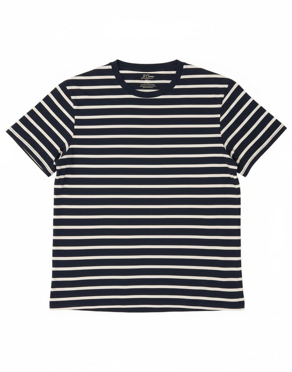 J. Crew Camiseta Feminina Top UK 16 Grande Azul Marinho Listrado Algodão Náutico