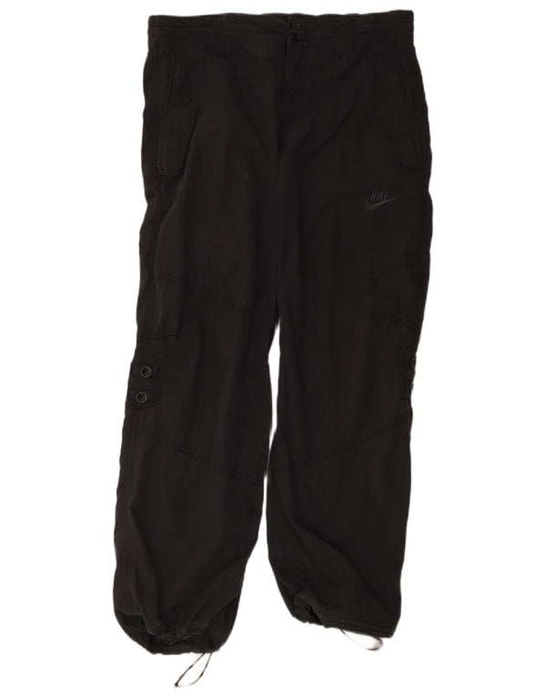 Nike Womens Joggers Cargo Calças UK 16 Grande W34 L30 Poliéster Preto
