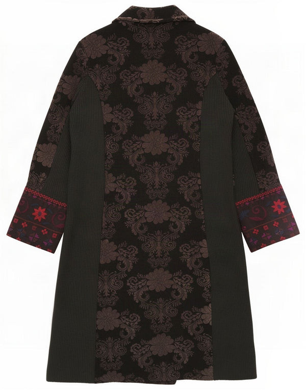 Sobretudo feminino oversized vintage EUA 3 XS poliéster floral cinza