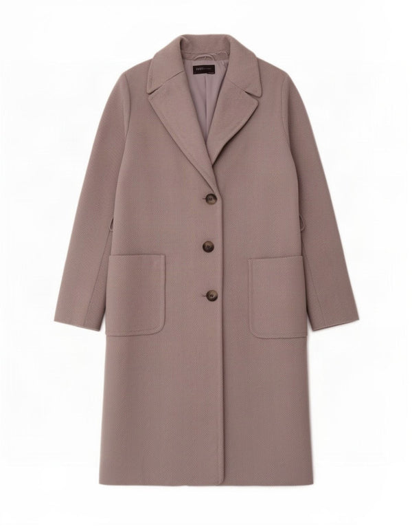 Marks & Spencer Womens Overcoat UK 14 Large Grey Herringbone Polyester